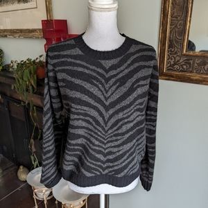 RAILS Womens XS Cashmere & Wool Blend Chance Tiger Stripe Sweater Black Gray 154